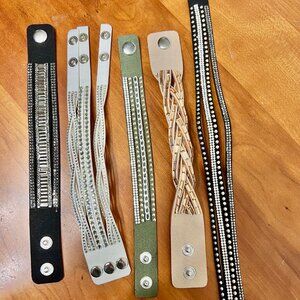 Faux Leather Rhinestone Bracelets, Bracelet Bundles